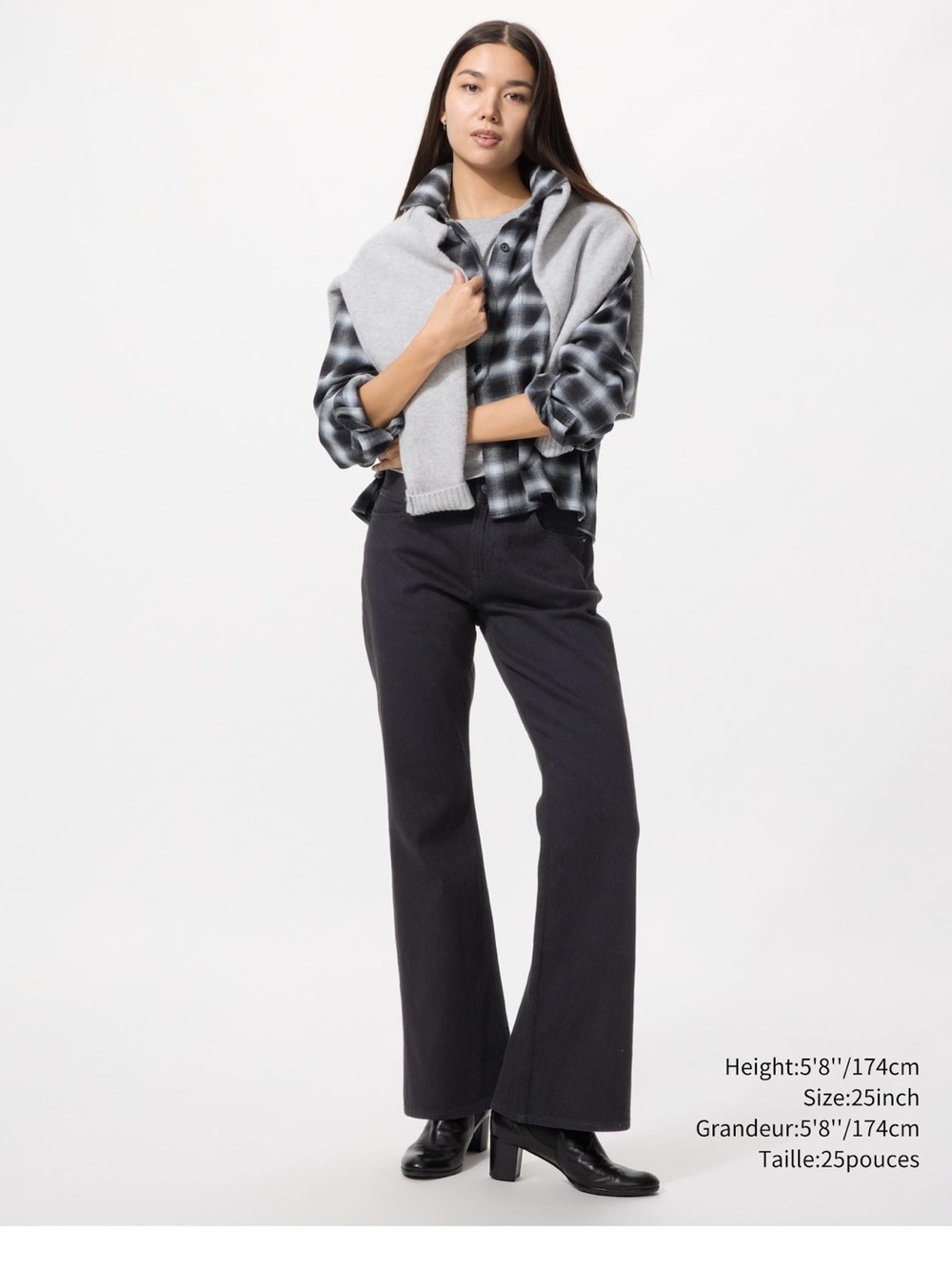 Uniqlo Black Flare Wide-Leg Jeans